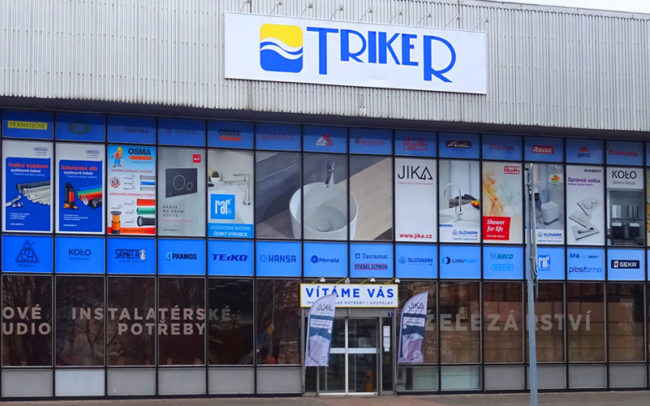 Triker - instalatérské potřeby - design a polep obhchodu - Hradec Králové