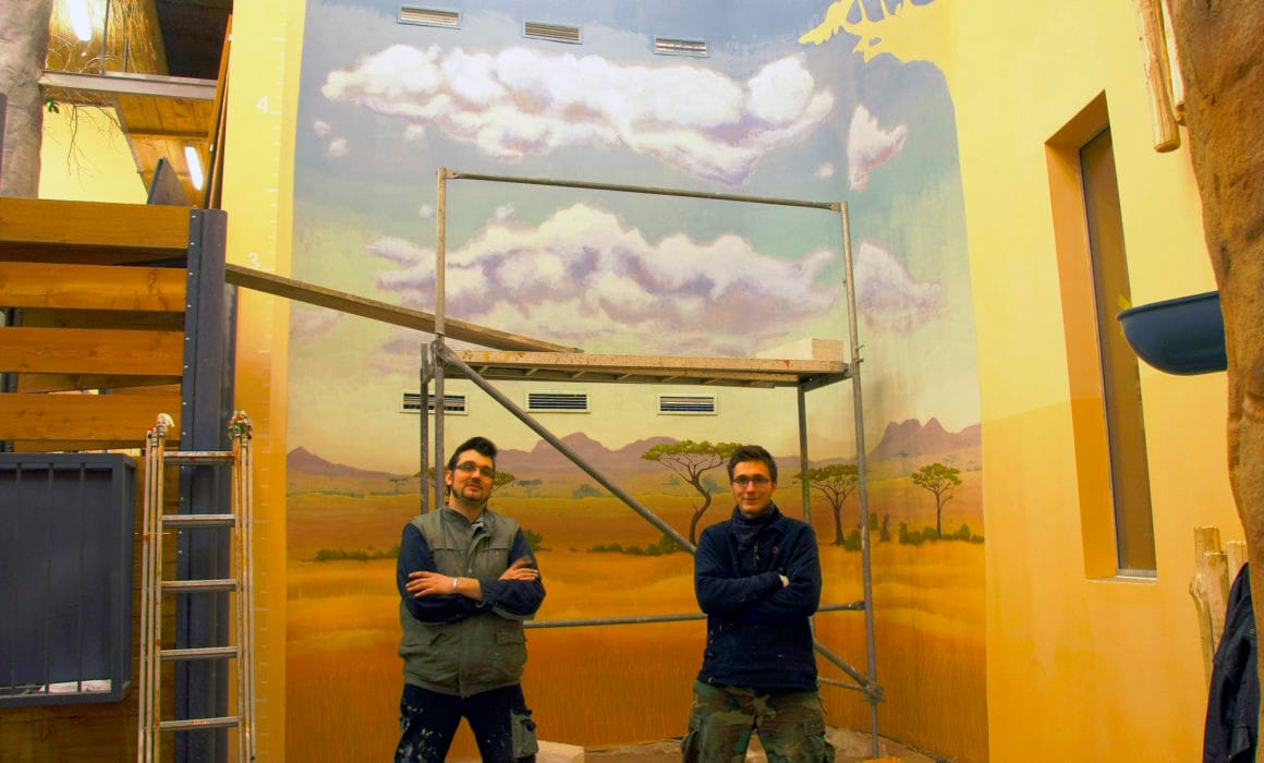 Malba v Pavilonu Žiraf - Zoo Jihlava - Petr chroustovský a Tomáš Sedláček