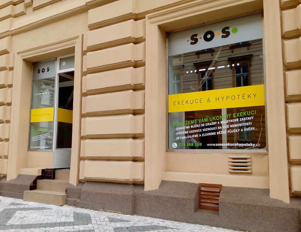 SOS exekuce hypotéky - design obchodu - Hradec Králové