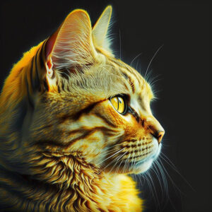 Kanárkově žlutá Midjourney obrázek kanárkově žluté kočky