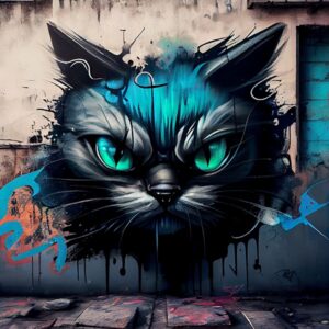 Graffiti Příklad Midjourney obrázek kočky graffiti