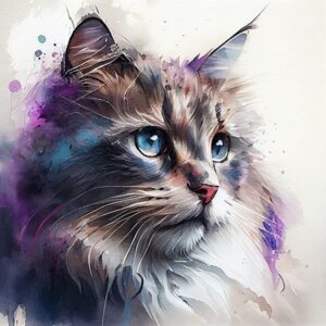 Akvarel Příklad Midjourney obrázek akvarelové kočky