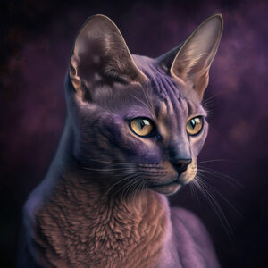 Mauve Midjourney obrázek fialově zbarvené kočky