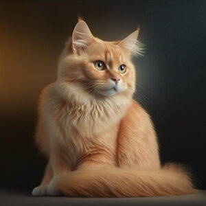 Broskvová Midjourney obrázek kočky broskvové barvy