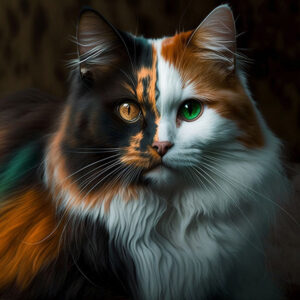 Two Toned Midjourney obrázek dvoubarevné kočky