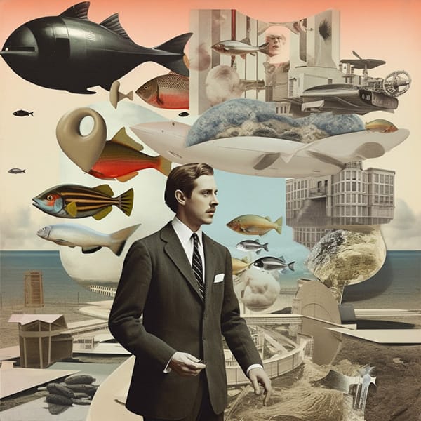 MJ_V51_HighContrastCollage podnět promt vysoce kontrastní surrealistická koláž Midjourney v 5.1