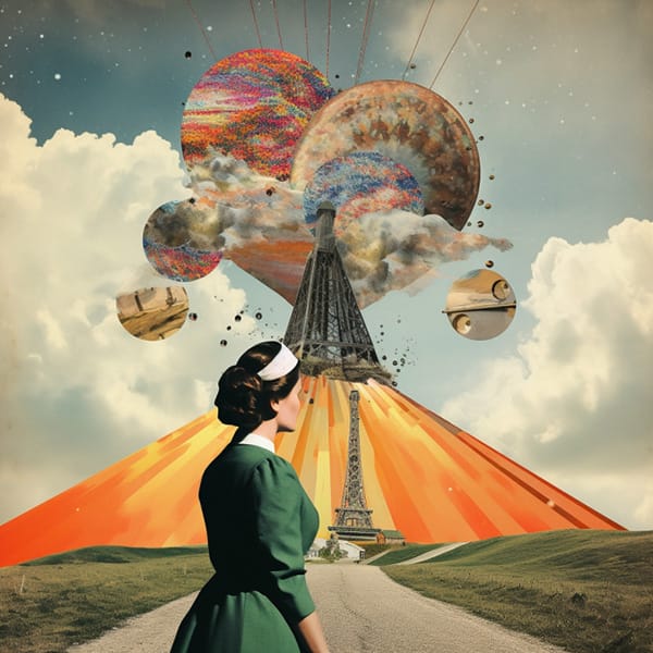 MJ_V5_HighContrastCollage podnět promt vysoce kontrastní surrealistická koláž Midjourney v 5
