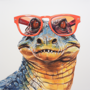 Obrázek aligátora ve slunečních brýlích vygenerovaný v aplikaci Midjourney pomocí výzvy aligátor ve slunečních brýlích.