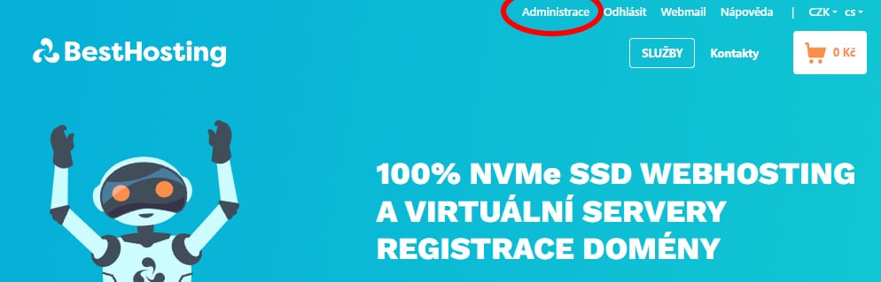 beshthostingAdministrace BestHosting.cz přihlášení do Administrace
