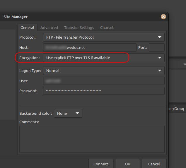 filezilla_ssl_ftp_encryption_Wedos Filezilla nastavení klienta FTP wedos