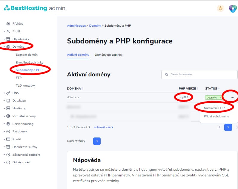 nastaveniPHPbest-hosting Detail nastavení PHP BestHosting.cz