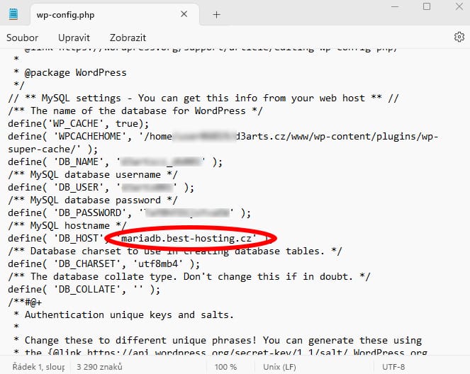 wpconfig-php_BH Změna přihlašovacích údajů k FTP databázi wp-config.php WordPress