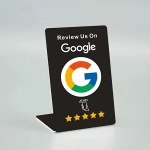 NFC hodnocenka recenze Google - černý stojánek