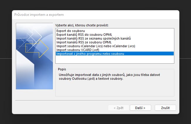 importovat_pst_zalozni_soubor_archiv_microsoft_outlook_2021_pruvodce Průvodce importem PST záložního souboru (archivu) do nového emailu.