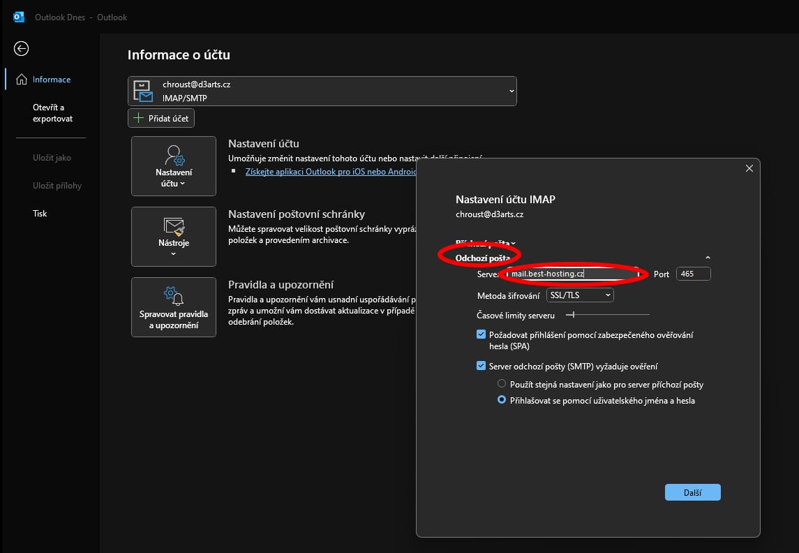 microsoft_outlook_2021_zmena_mailserveru_odchozi_posty Změna nastavení serveru odchozi pošty Microsoft Outlook 2021