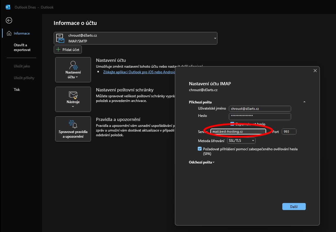microsoft_outlook_2021_zmena_mailserveru_prichozi_pošty Změna nastavení serveru příchozí pošty Microsoft Outlook 2021