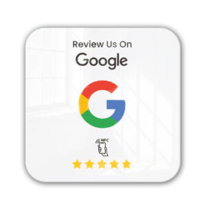Google recenze NFC hodnocenka - Plaketa. Samolepicí vrstva bílá barva