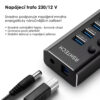 16 portový USB 3.0 hub s vlastním napájecím adaprérem, hliníkové chasi a ochrana proti přehřátí.