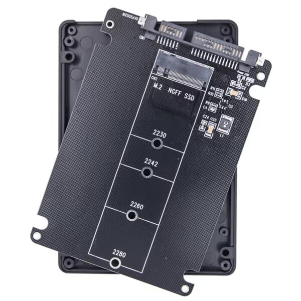 Interní 2,5" adaptér box na M2 ( 2230, 2242, 2260, 2280) SSD disky se SATA rozhraním.