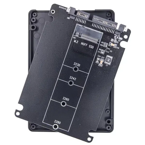 Interní 2,5" adaptér box na M2 ( 2230, 2242, 2260, 2280) SSD disky se SATA rozhraním.