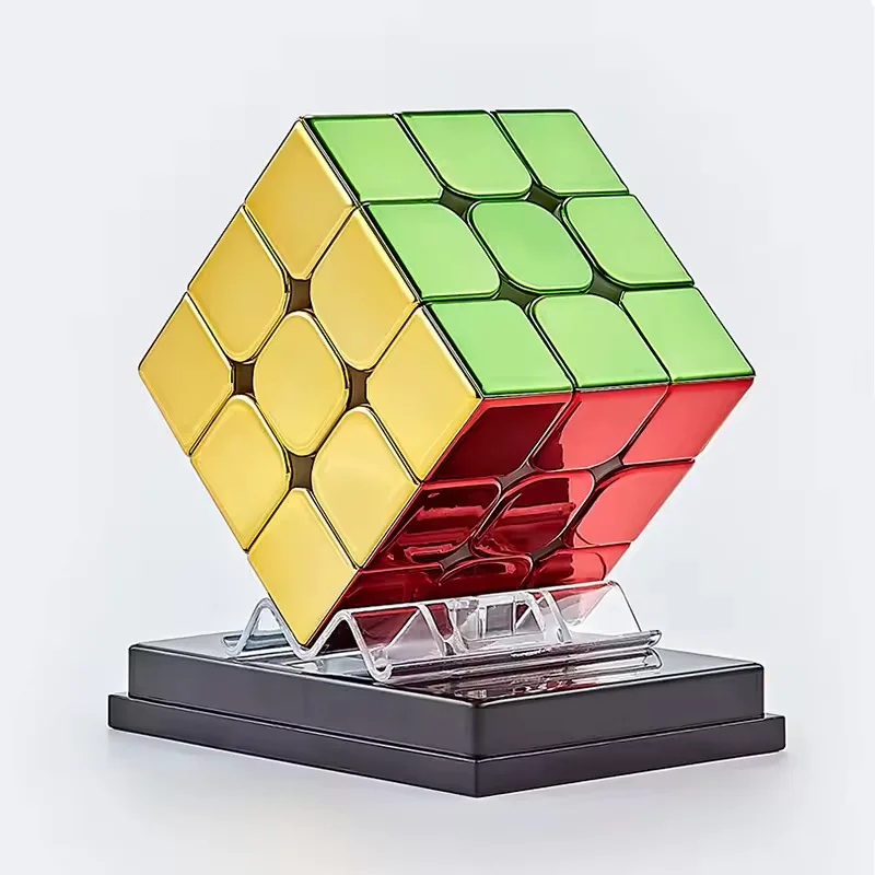 Magnetická Rubikova Kostka 3x3 pro speedcubing s metalickými barvami a stojánkem