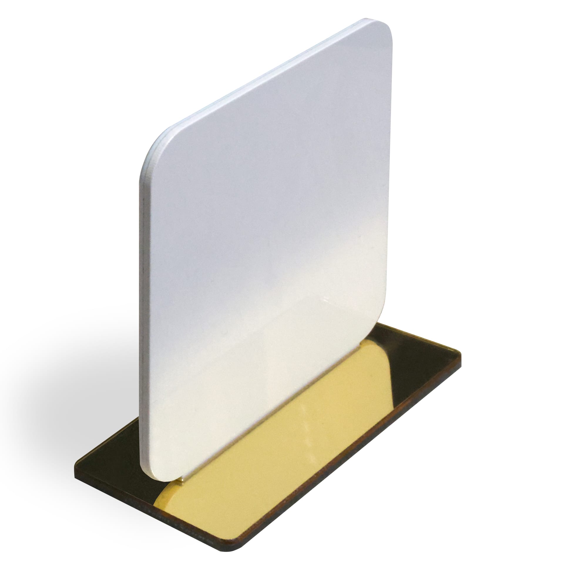 Skládací stojánek z vrstveného lesklého PVC se samolepicí NFC pro Google Recenze.