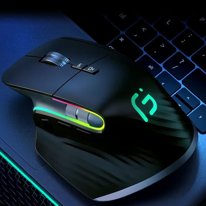 Kvalitní a levná ergonomická bezdrátová herní myš s LED osvětlením, 9 tlačítky, Bluetooth modem, recieverm - M10. Pro gamining i běžnou práci.