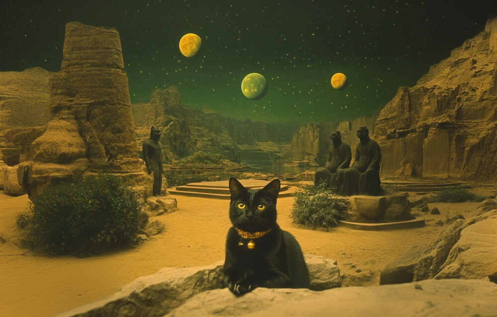 Secrets of Kandahar - Cosmic Dance - Wallpaper - Black desert cat