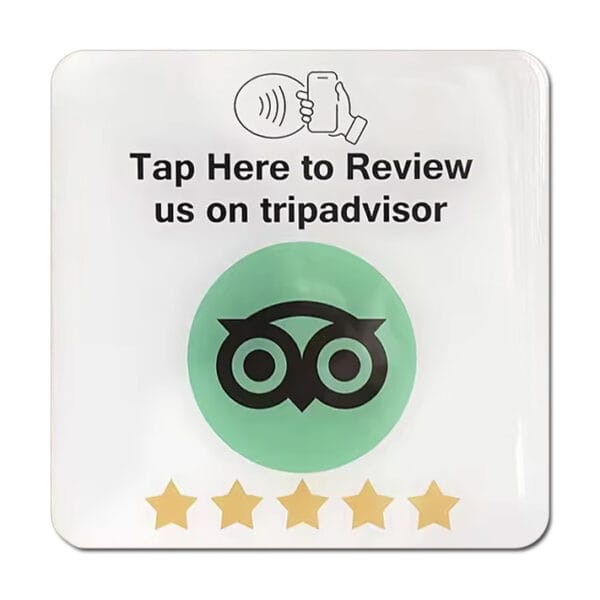 NFC recenzní plaketa pro Tripadvisor.com - přiložením telefonu