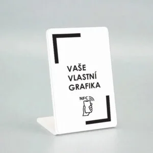 NFC hodnocenka stojánek s vlastní grafikou ve formě samolepky s laminací