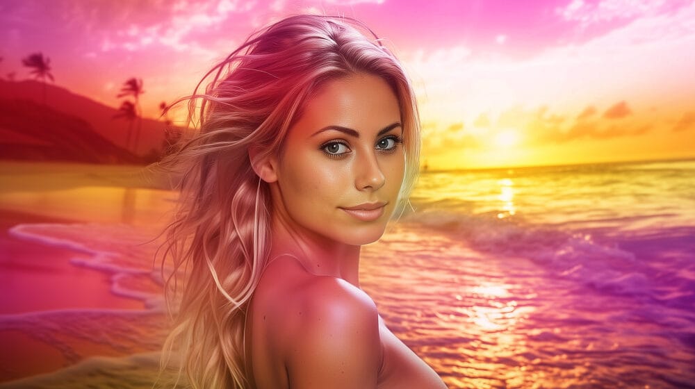 Žena s růžovými vlasy