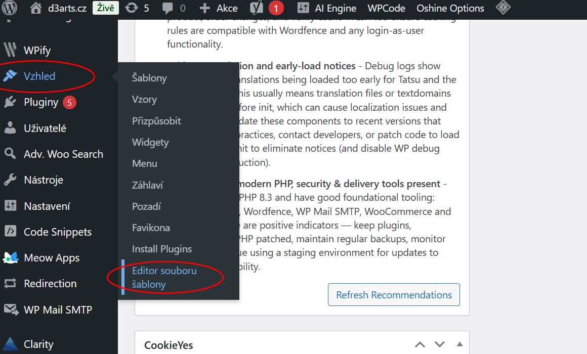 Wordpress - Editace header.php