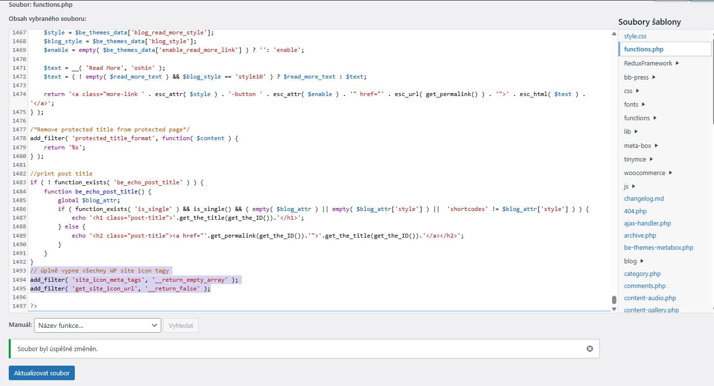 Skript pro zákaz generování favicony.