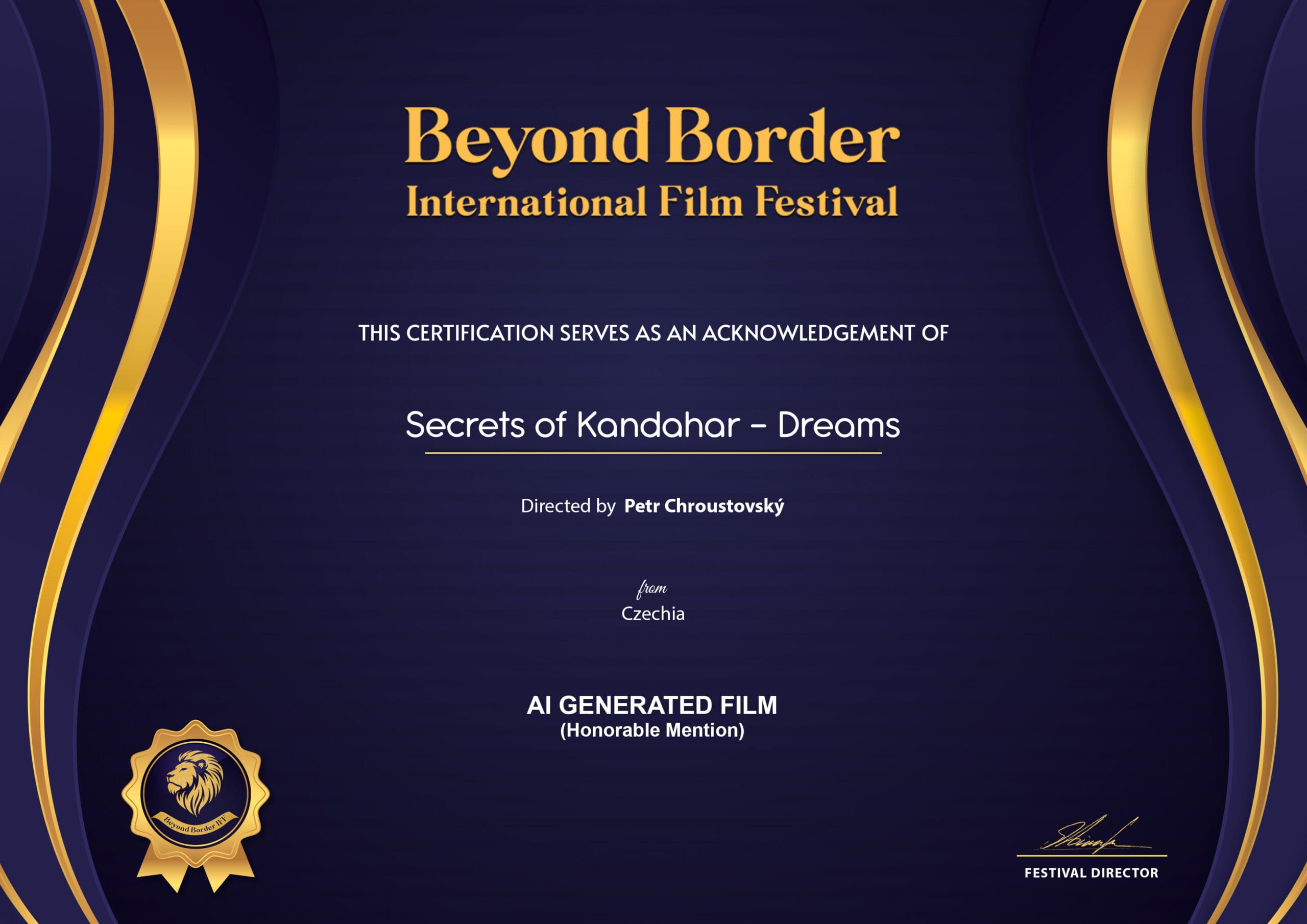 Beyond Border International Film Festival - Award