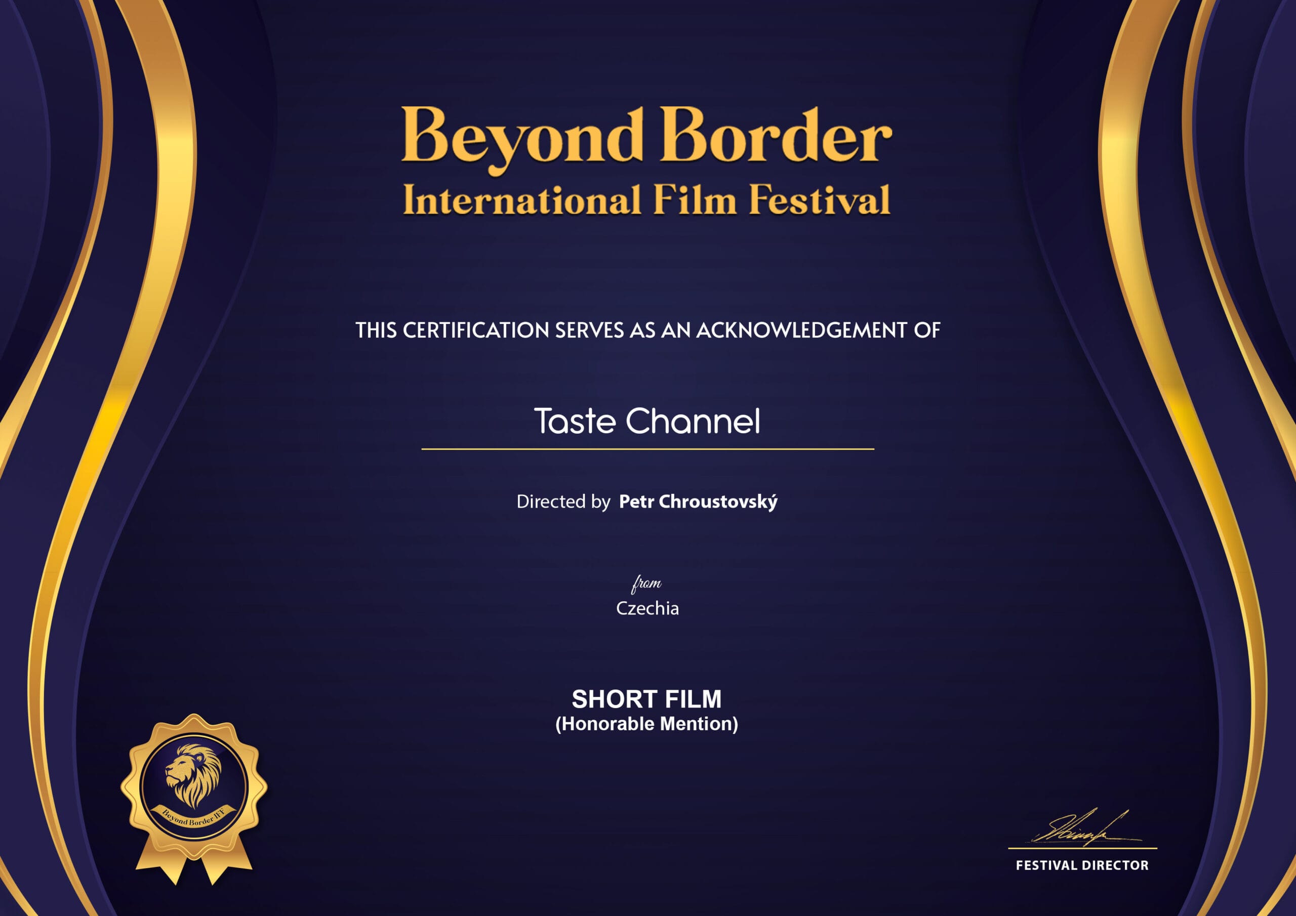 Beyond Border International Film Festival - Award