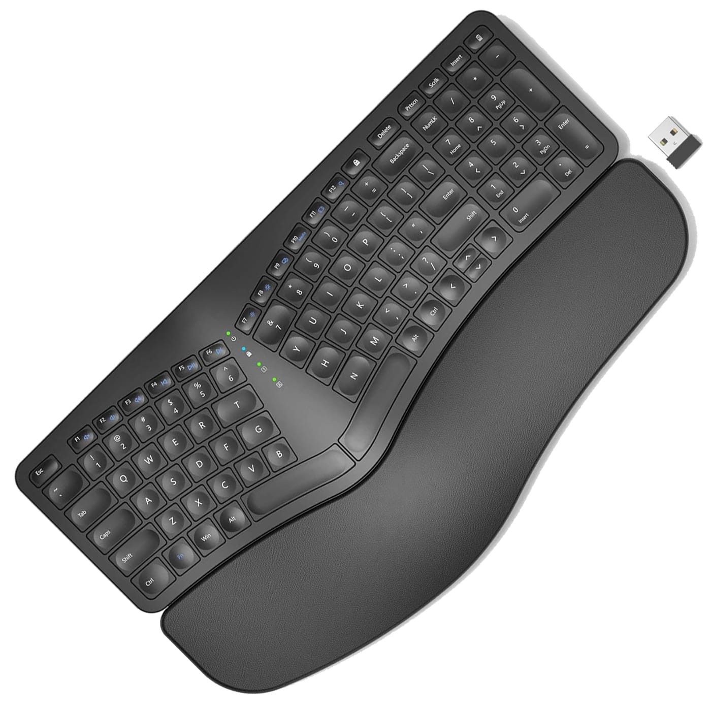 Ergonomická podsvícená bow klávesnice s opěrkou zápěstí - bezdrátová, USB-C napájení