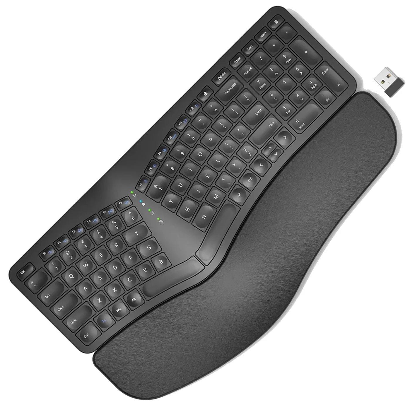 Ergonomická podsvícená bow klávesnice s opěrkou zápěstí - bezdrátová, USB-C napájení
